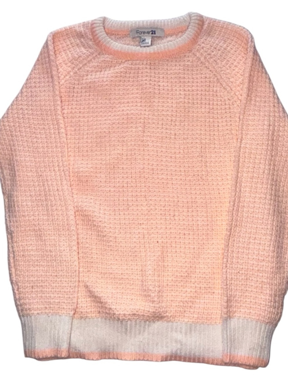 Forever 21 Women's Light Pink Crewneck Waffle Knit Sweater